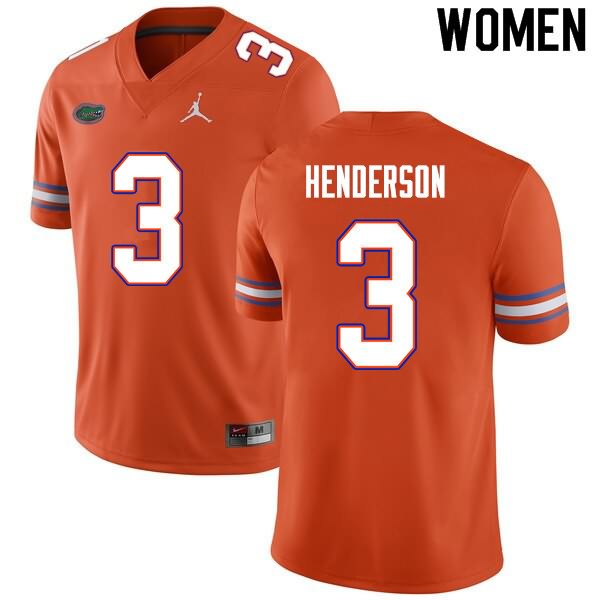 Women's NCAA Florida Gators Xzavier Henderson #3 Stitched Authentic Nike Orange College Football Jersey NKB5565GF